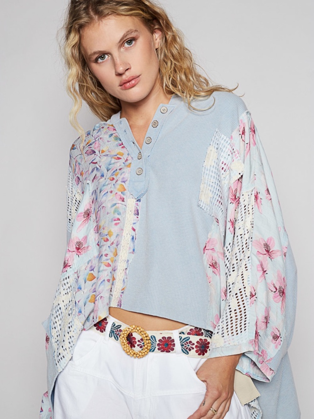385 ❤️POL oversized thermal crochet lace hooded top - Picture 4 of 5